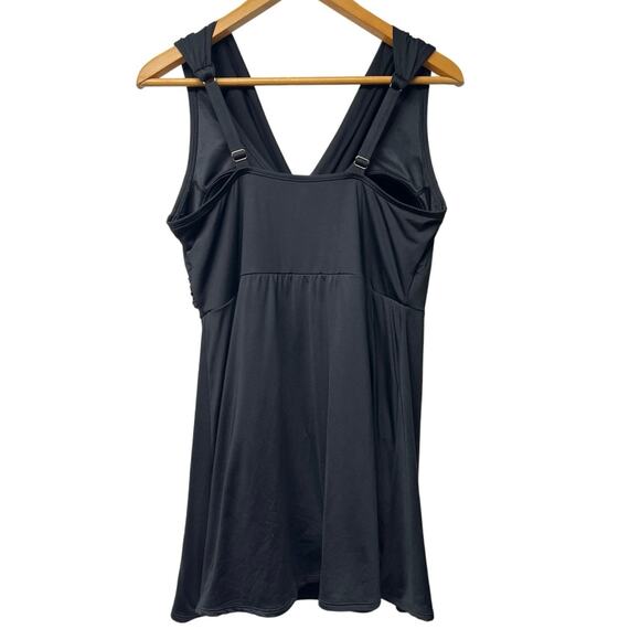 Lands End Black Size 16 Petite Swim Bathing Suit Dress V-Neck Wrap Tummy Control - Picture 3 of 7